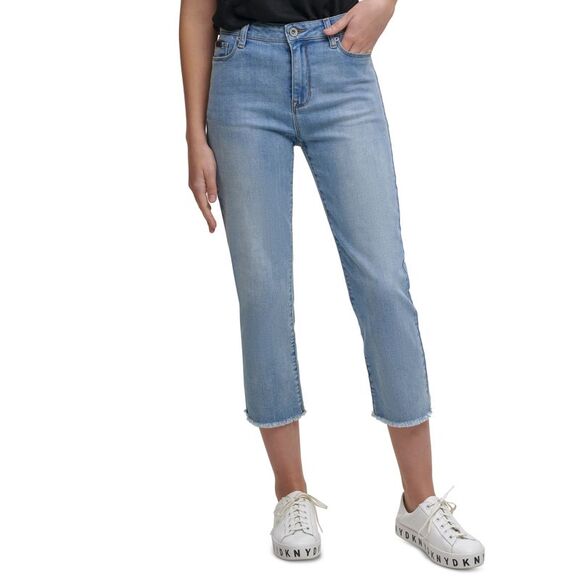 DKNY Jeans Rivington Slim Straight Cropped Raw Hem Jeans - Picture 1 of 1